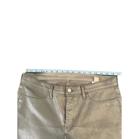 Banana Republic Taupe Mature Casual Coated Sateen Skinny Ankle Pant Size 31 - Picture 10 of 13